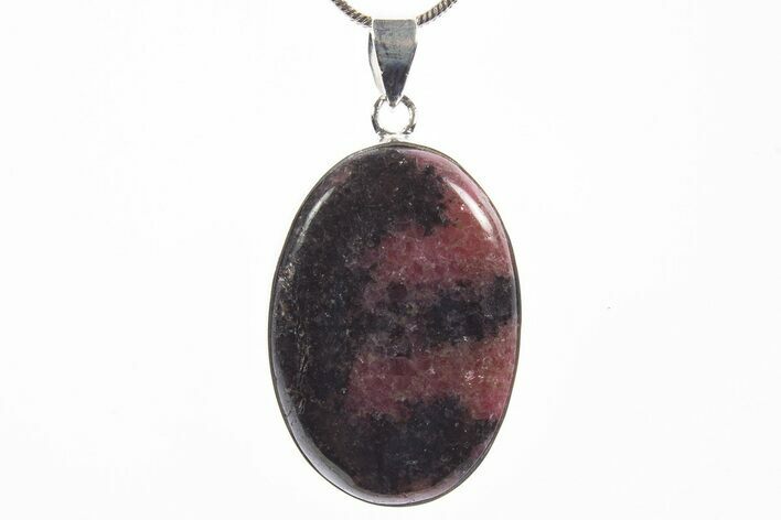 Polished Rhodonite Pendant (Necklace) - Sterling Silver #339845